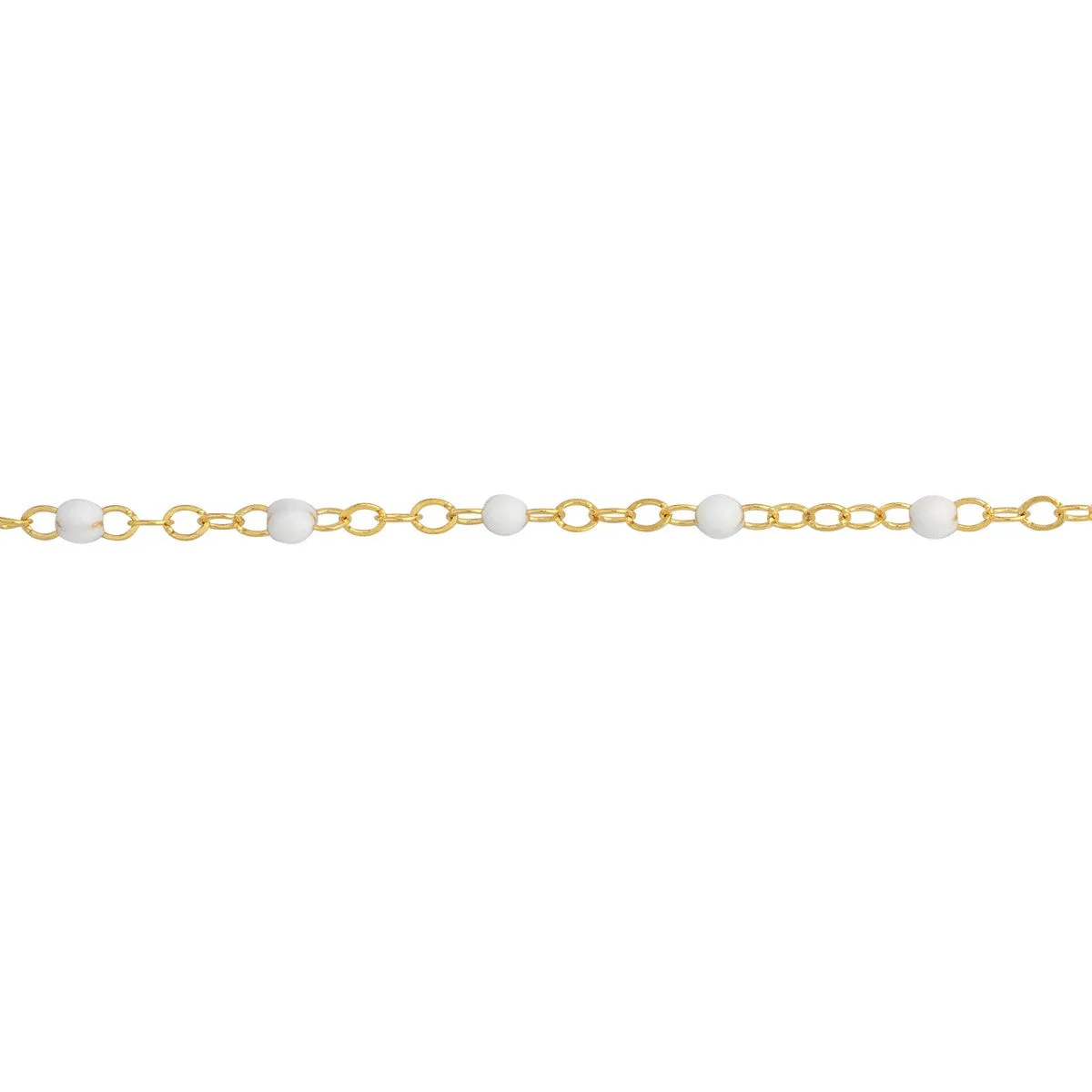 10KT Gold & White Enameled Beaded Anklet