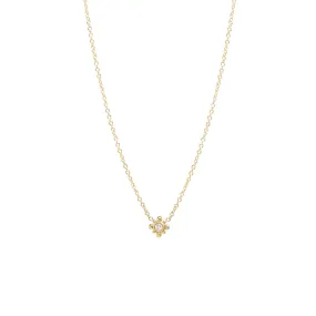 14K Gold Tiny Bead Diamond Starburst Necklace