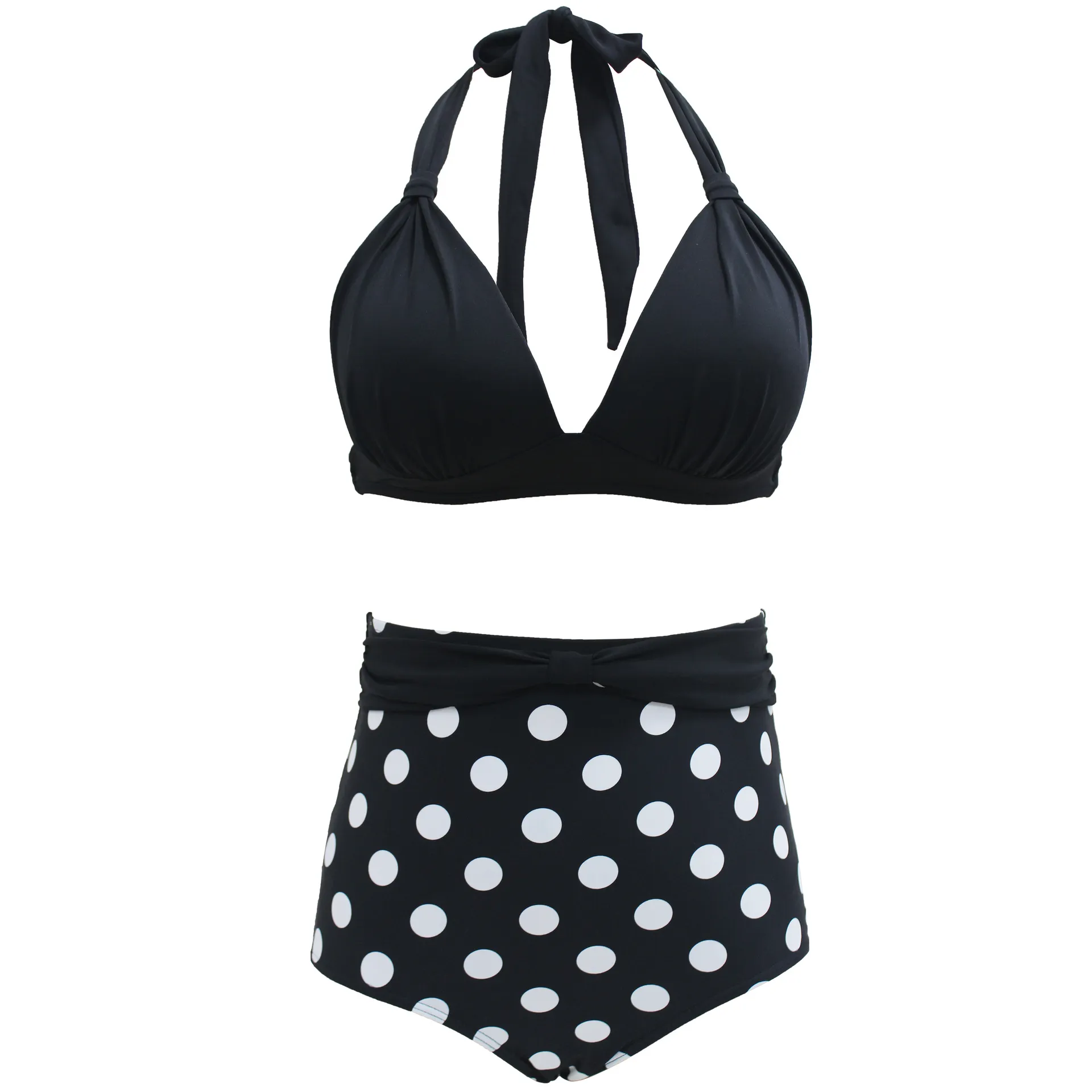 1950s Lemon Polka Dot Halter Bikini