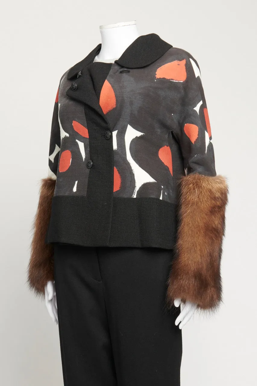 2007 Multicolor Duffle Jacket With Faux Fur Details