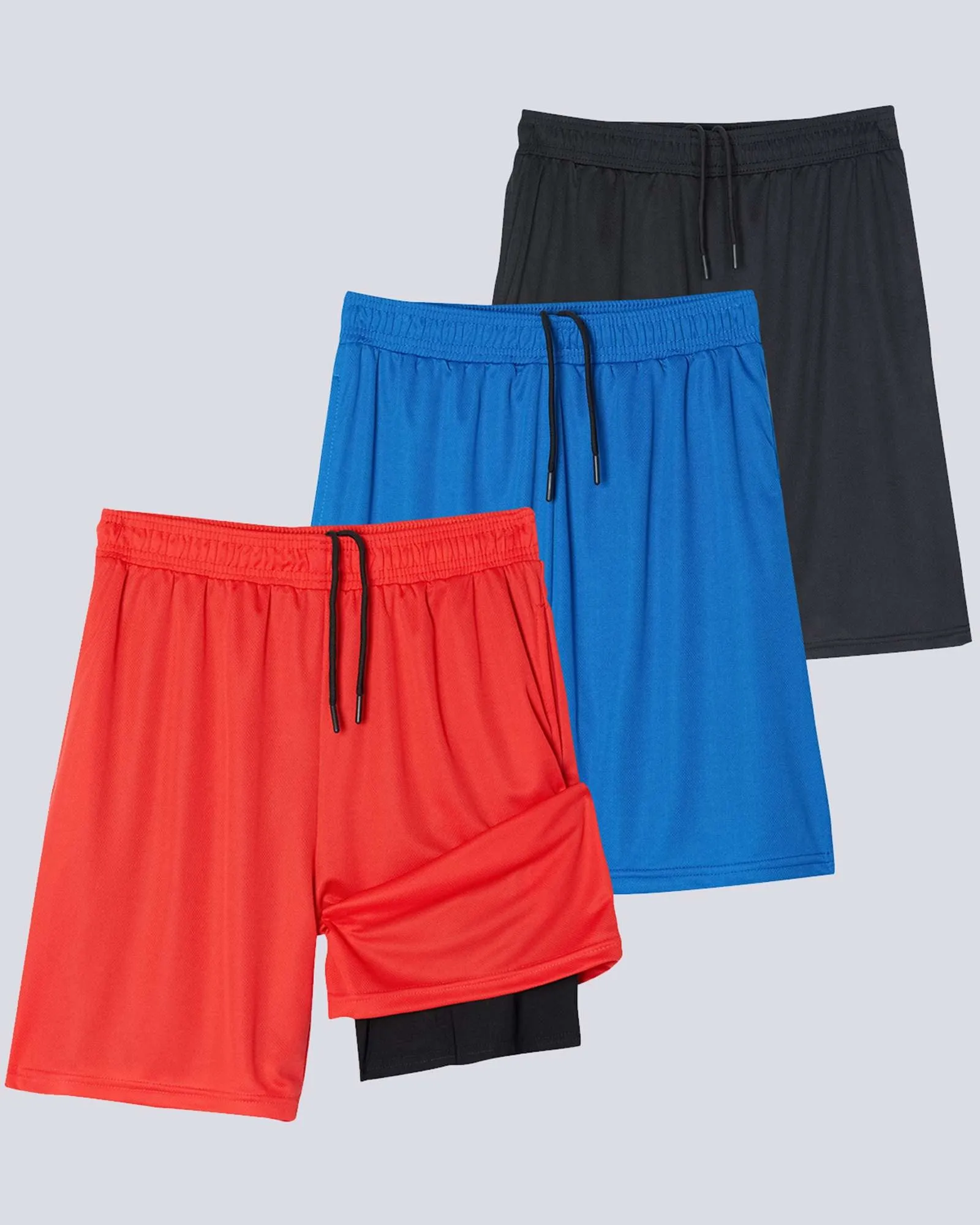 3 Pack: Men's 2-in-1 7 Running Shorts with Compression Liner (Available in Big & Tall)