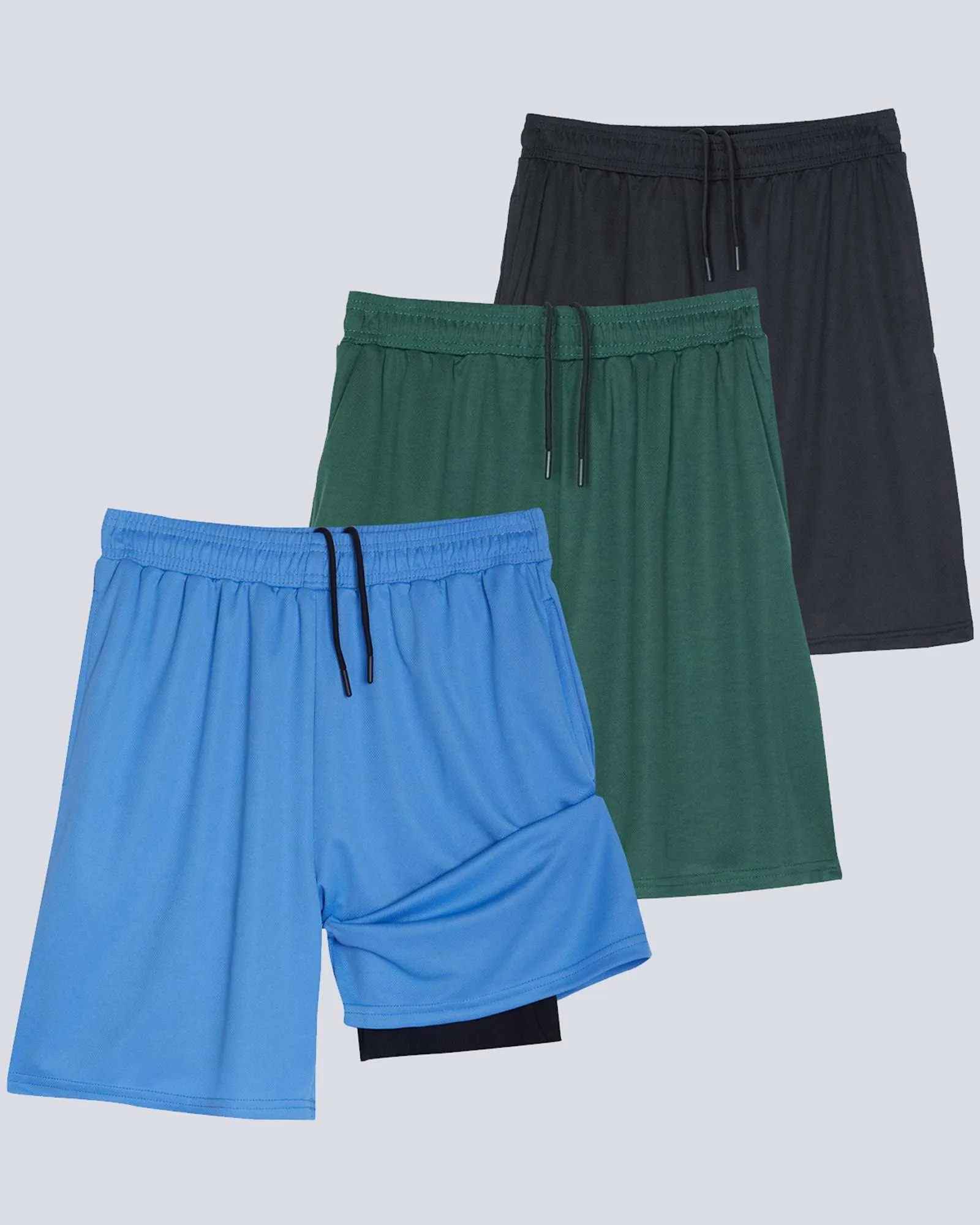 3 Pack: Men's 2-in-1 7 Running Shorts with Compression Liner (Available in Big & Tall)