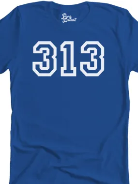 313 Unisex T-shirt - White / Royal Blue