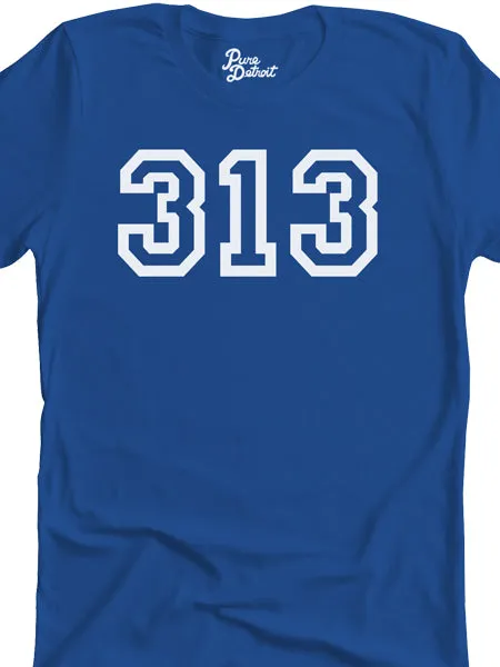 313 Unisex T-shirt - White / Royal Blue