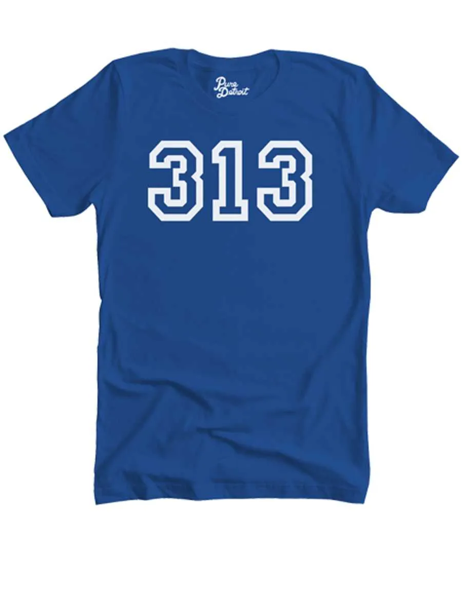 313 Unisex T-shirt - White / Royal Blue