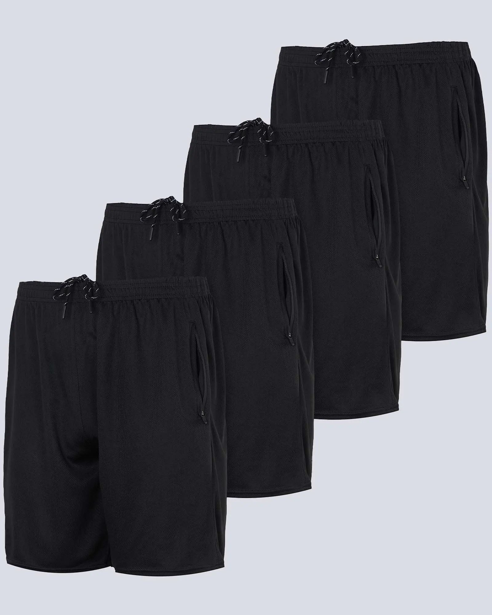 4 Pack: 7 Athletic Running Quick Dry Mesh Shorts with Zipper Pockets (Available In Big & Tall)