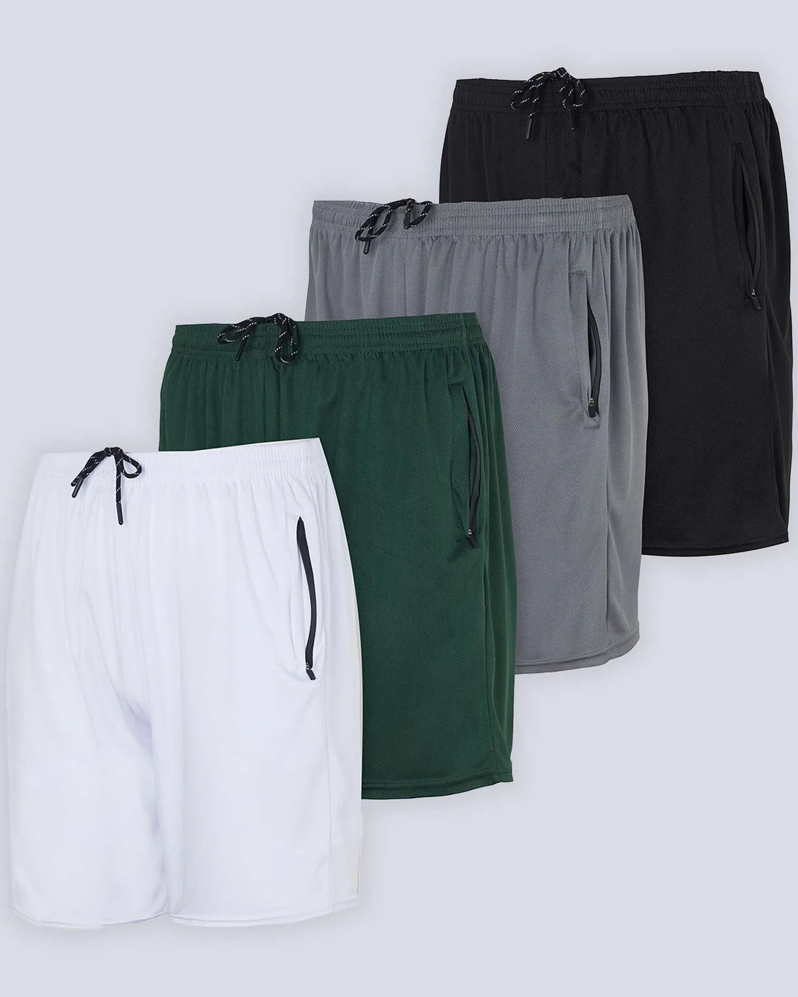 4 Pack: 7 Athletic Running Quick Dry Mesh Shorts with Zipper Pockets (Available In Big & Tall)