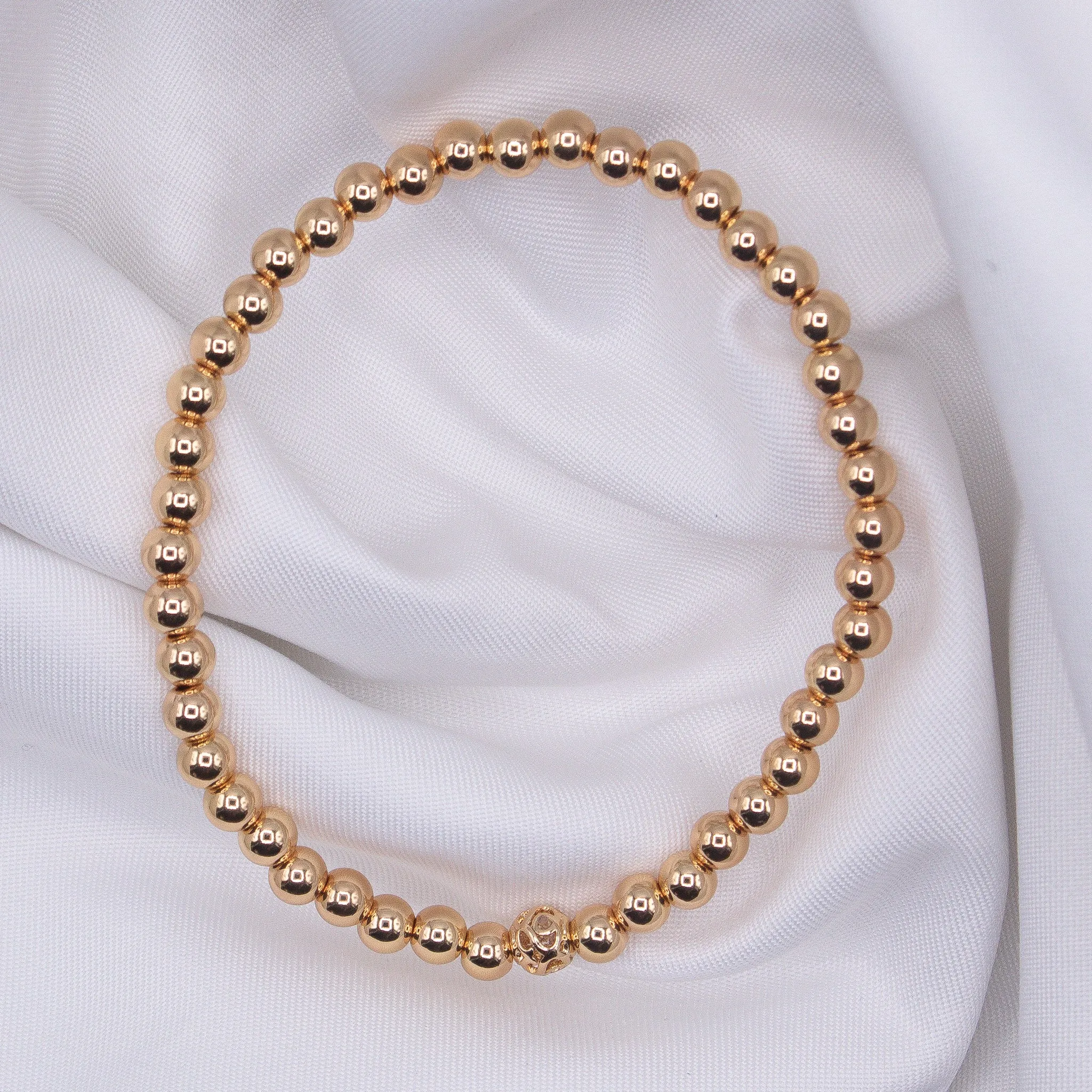 4mm 14k Yellow Gold Filled Smooth Beaded Bracelet