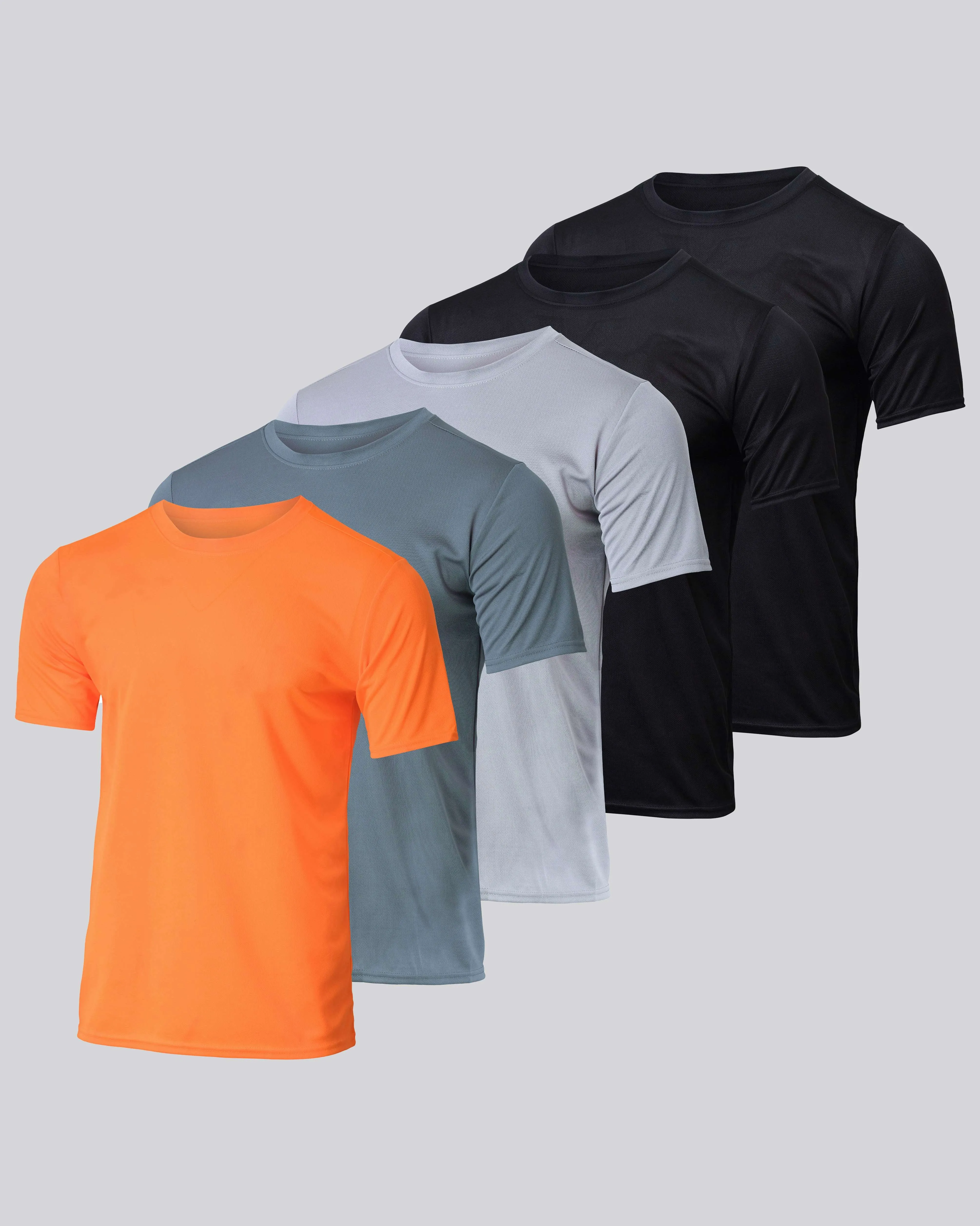 5 Pack: Men’s Active Quick Dry Mesh Crew Neck T Shirts Athletic Short Sleeve Tee (Available In Big & Tall)