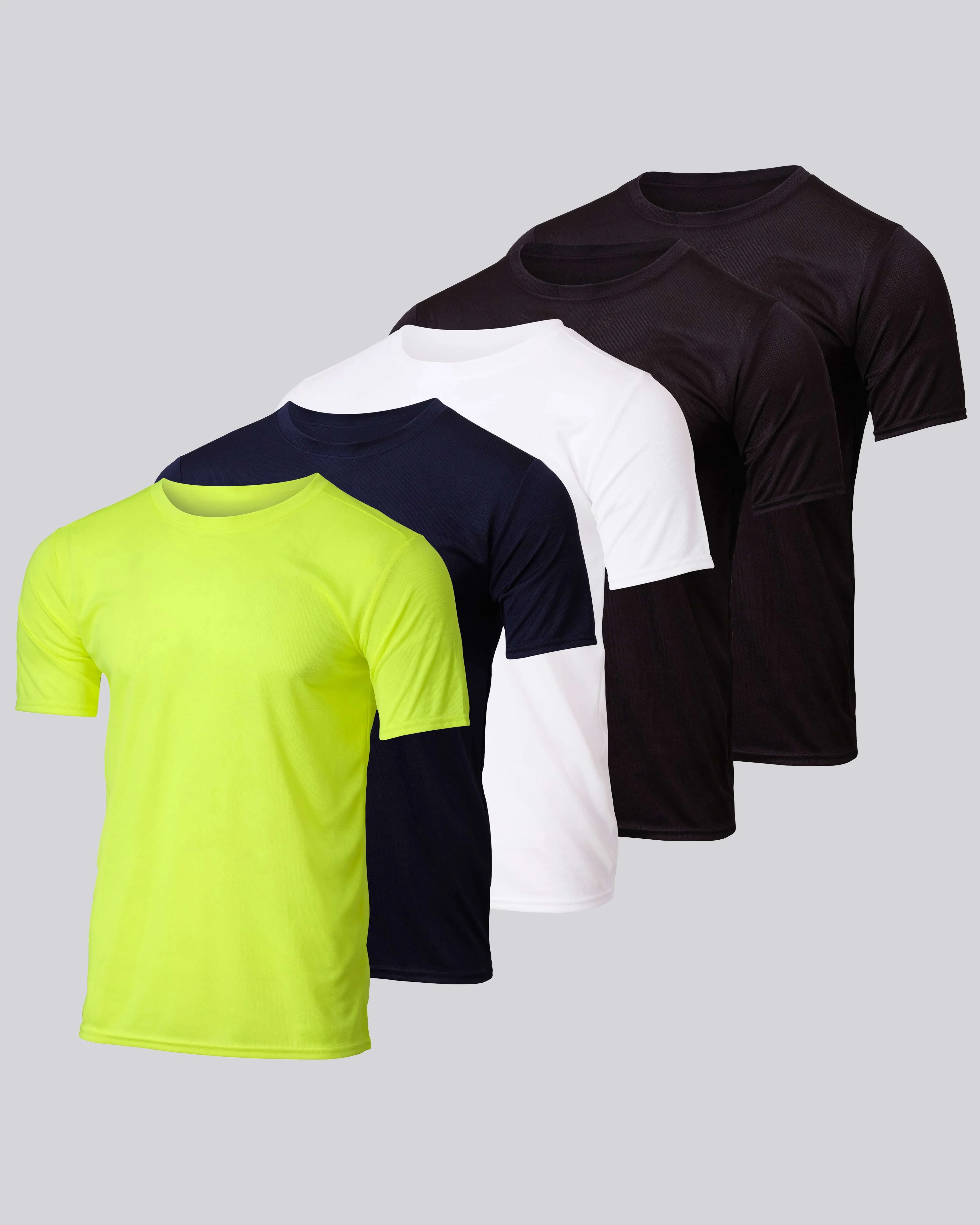 5 Pack: Men’s Active Quick Dry Mesh Crew Neck T Shirts Athletic Short Sleeve Tee (Available In Big & Tall)