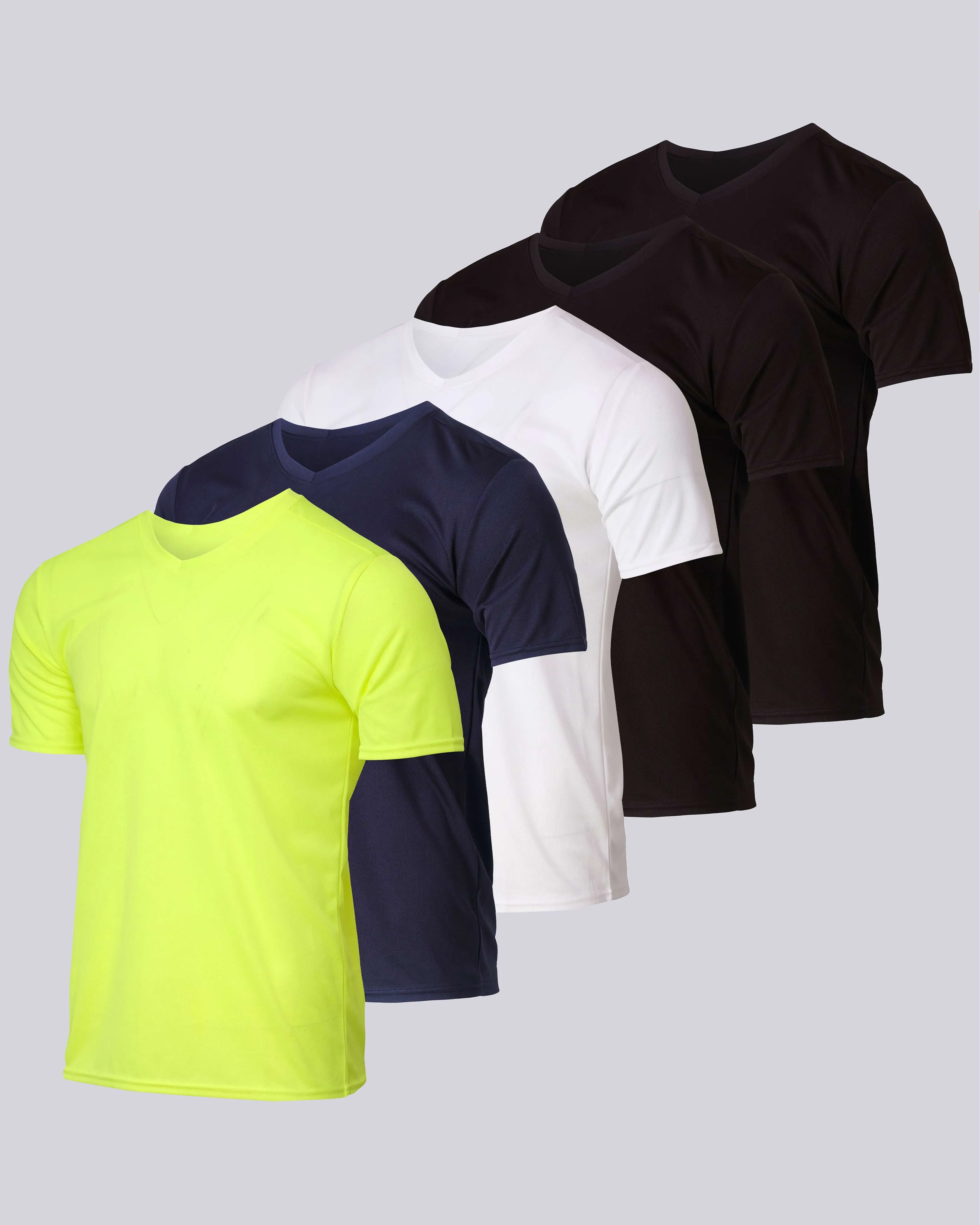 5 Pack: Mens V-Neck Mesh Active Short Sleeve T-Shirt (Available in Big & Tall)