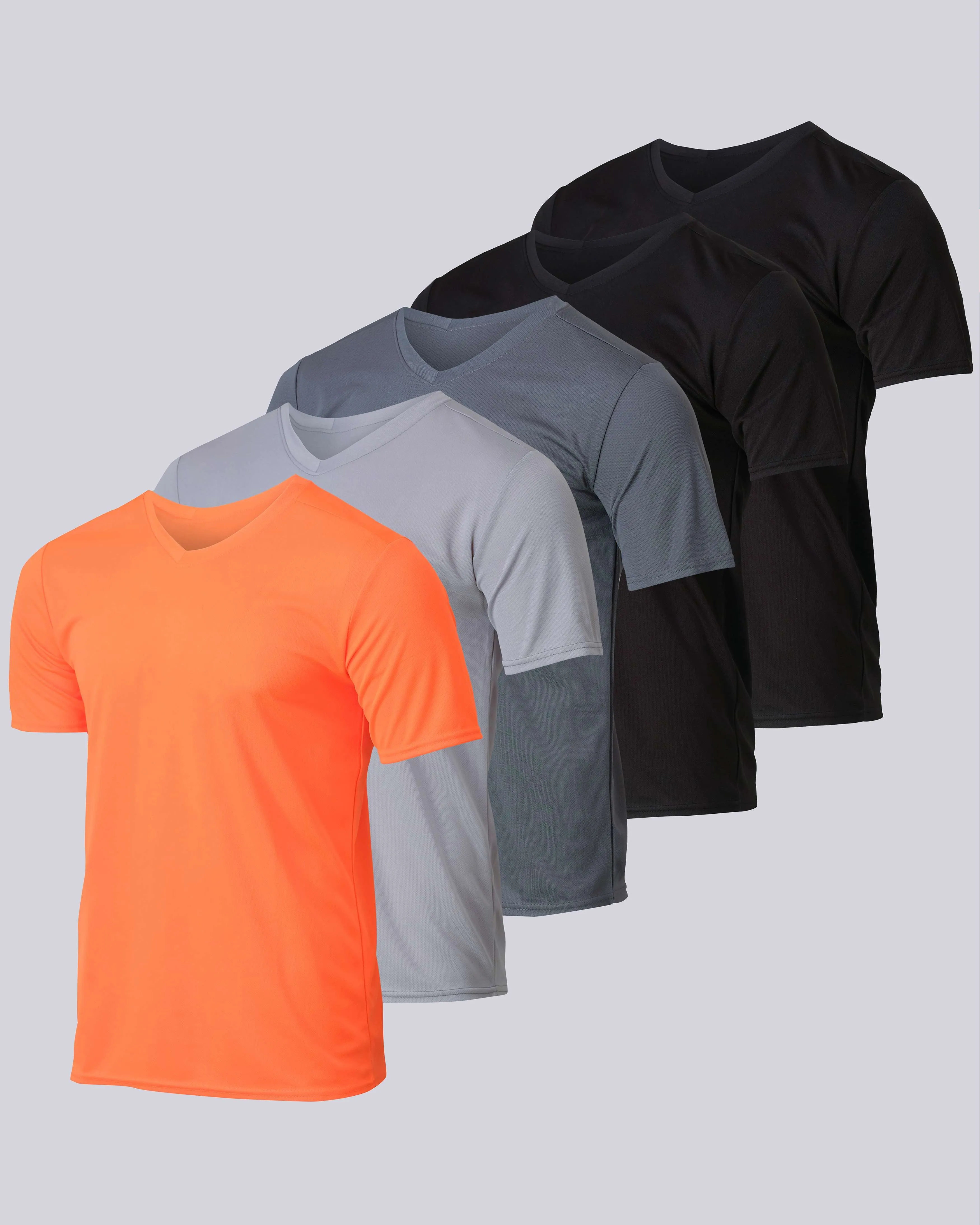 5 Pack: Mens V-Neck Mesh Active Short Sleeve T-Shirt (Available in Big & Tall)