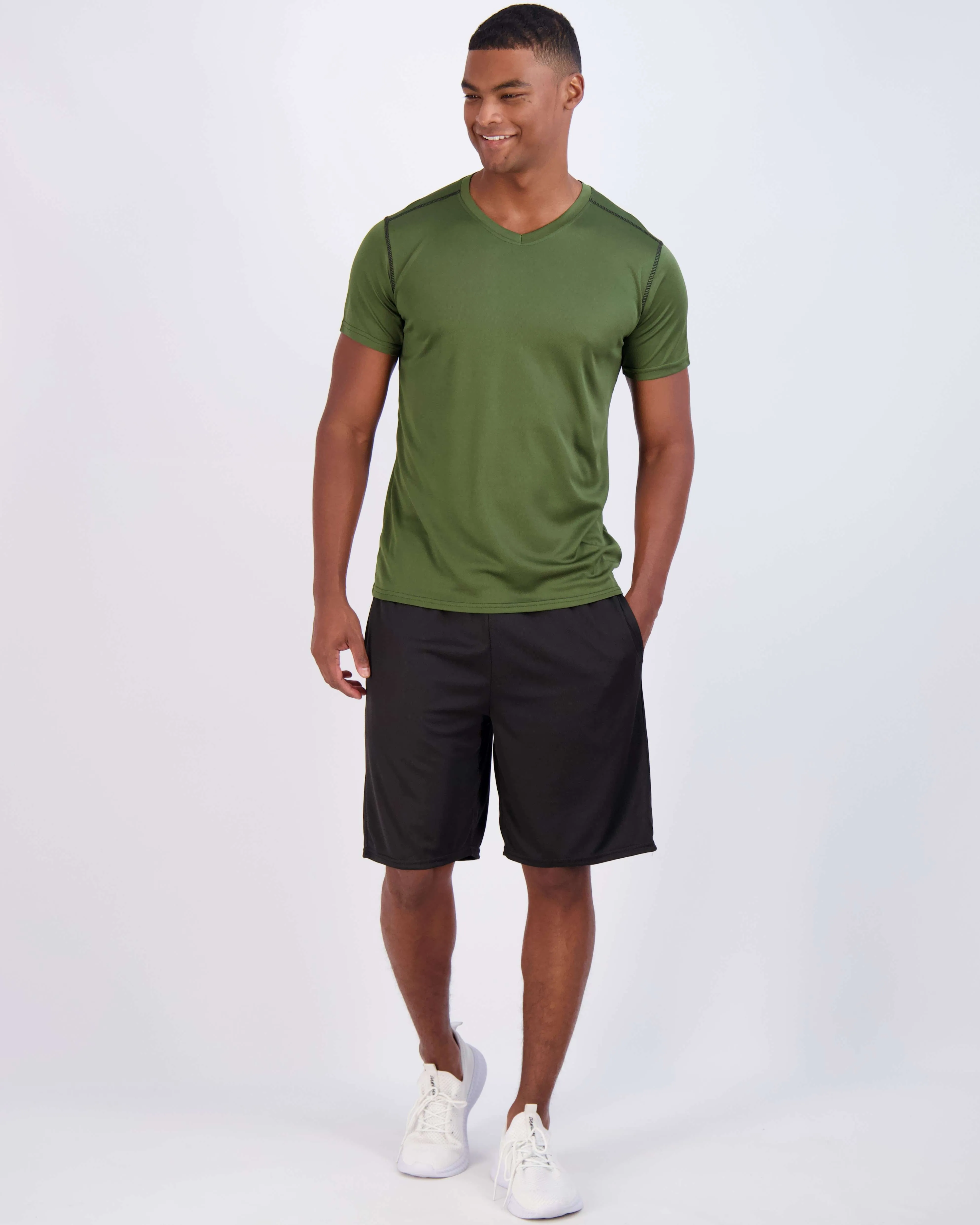 5 Pack: Mens V-Neck Mesh Active Short Sleeve T-Shirt (Available in Big & Tall)