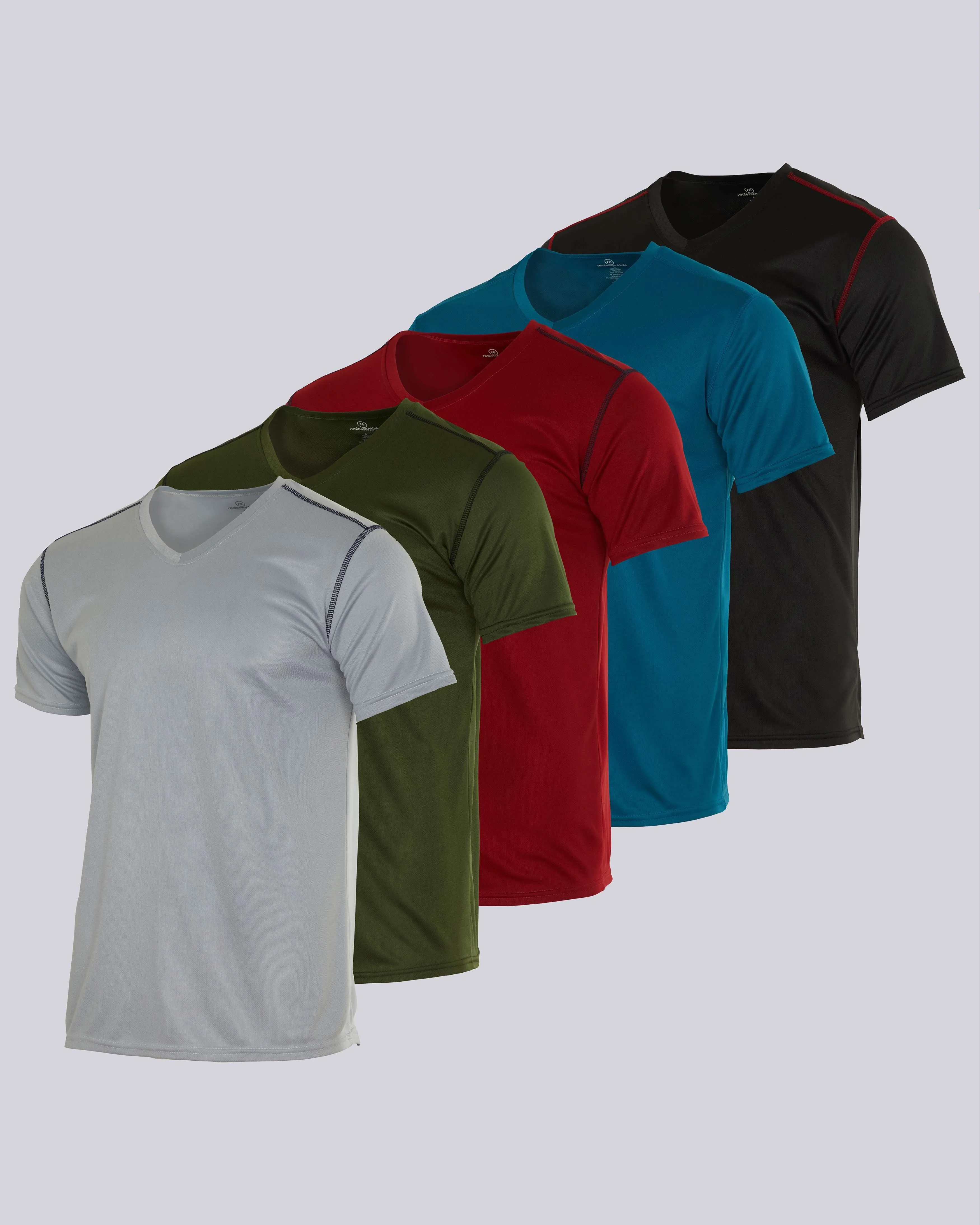 5 Pack: Mens V-Neck Mesh Active Short Sleeve T-Shirt (Available in Big & Tall)