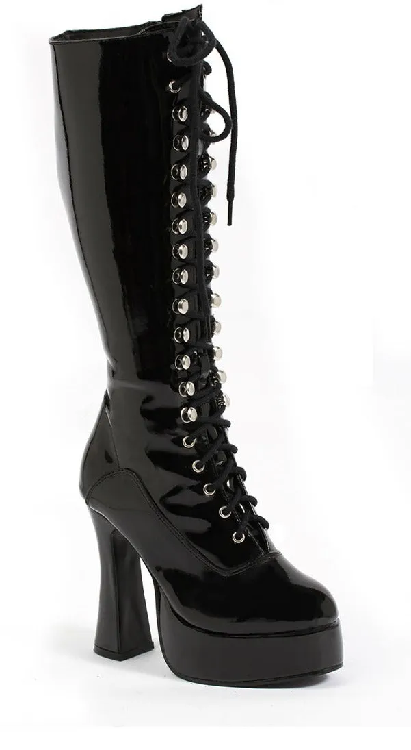 5" Heel Lace Up Knee Boots with Zipper