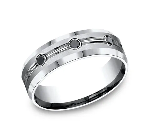 7.5mm Benchmark Cobalt Chrome Men's Wedding Ring with Black Diamonds