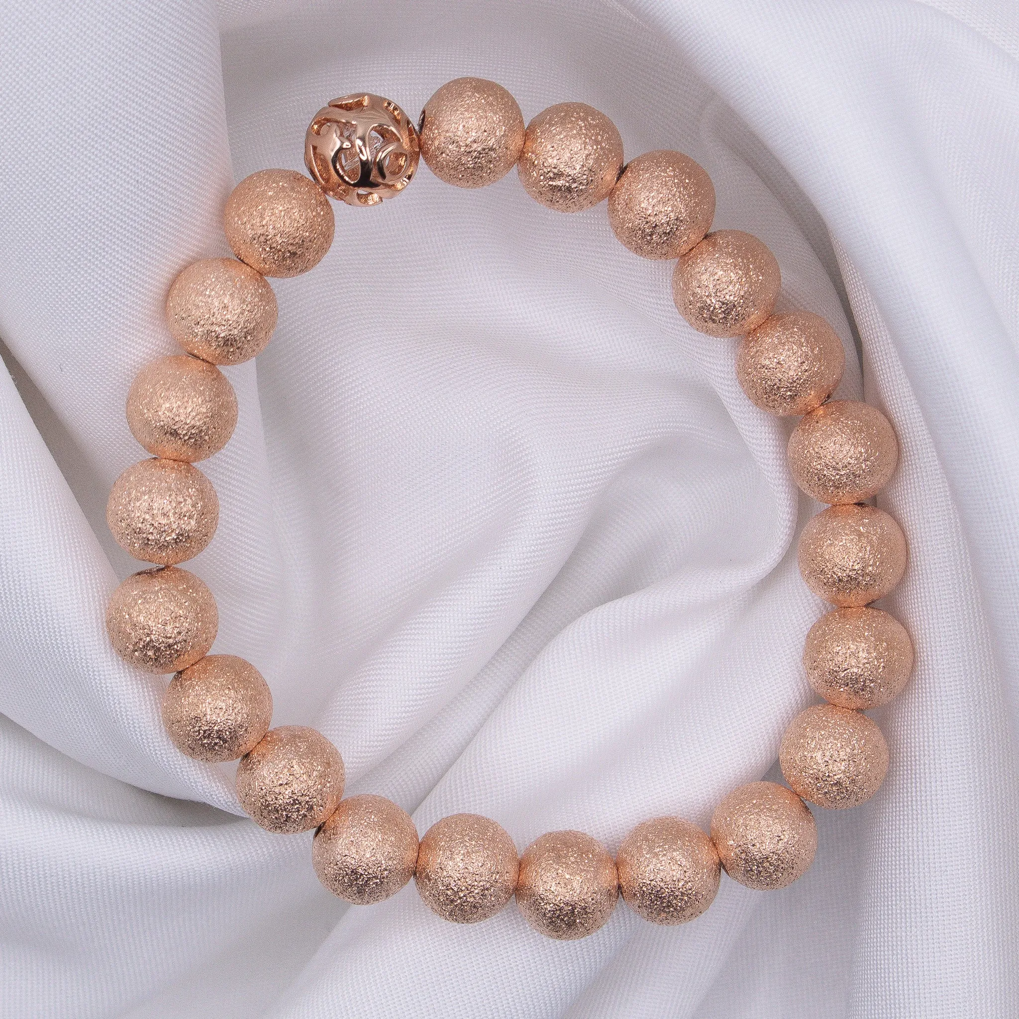 8mm 14k Rose Gold Filled Diamond Dust Beaded Bracelet