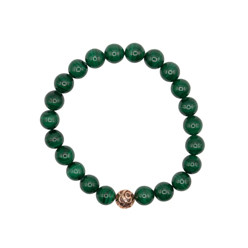 8mm Malachite Beaded Bracelet