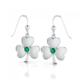 A symbolic charm in Irish culture ~ Sterling Silver Jewelry Shamrock Hook Earrings TE2811