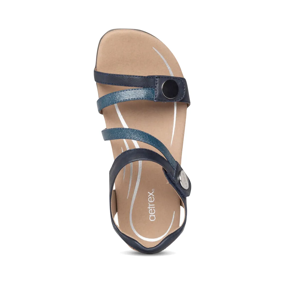 Aetrex Women's Jess Adjustable Strap Sandal (Navy)