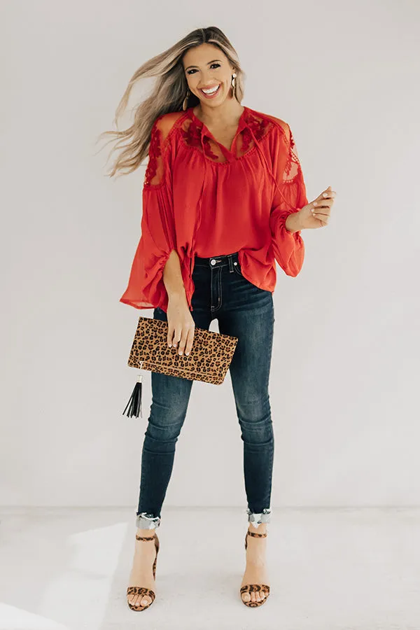 All Day Chic Lace Top In Red