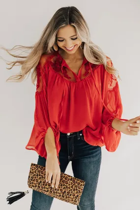 All Day Chic Lace Top In Red