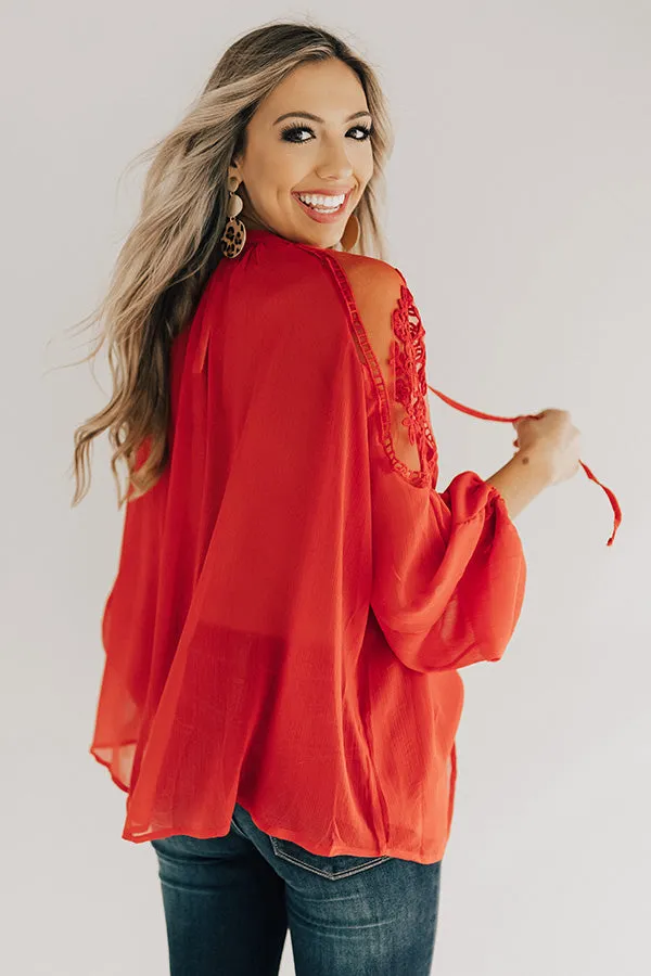 All Day Chic Lace Top In Red