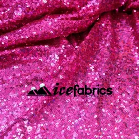 All Over Fuchsia Mesh Glitz Mini Sequins Fabric