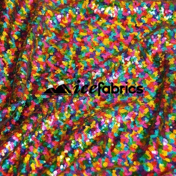 All Over Rainbow Mesh Glitz Mini Sequins Fabric