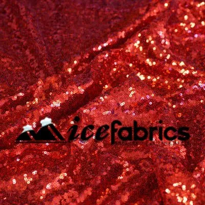 All Over Red Mesh Glitz Mini Sequins Fabric