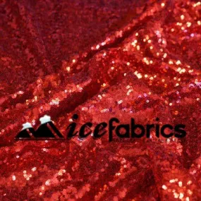 All Over Red Mesh Glitz Mini Sequins Fabric