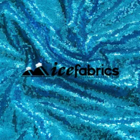 All Over Turquoise Blue Mesh Glitz Mini Sequins Fabric