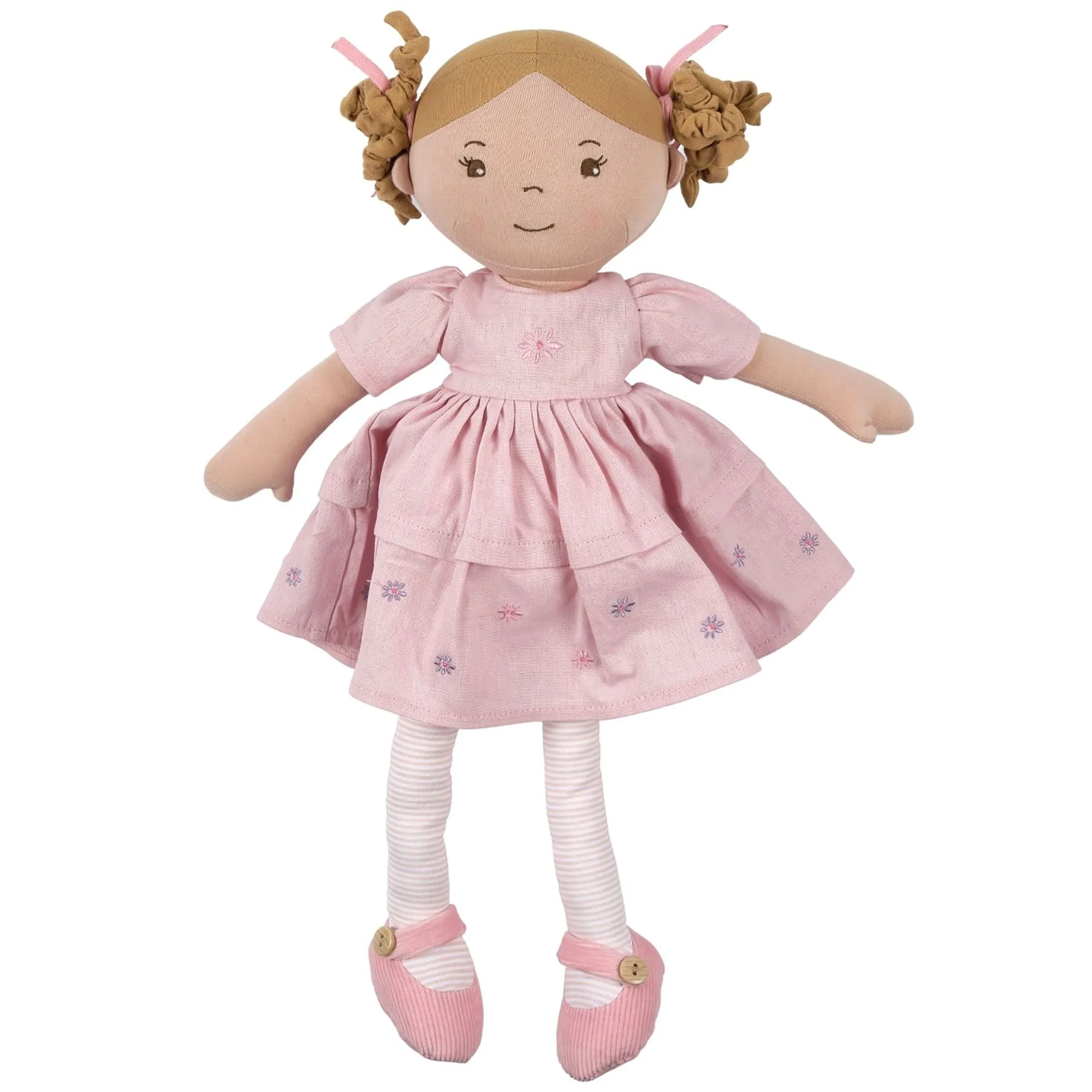 Amelia Lt. Brown Hair Doll in Pink Linen Dress with Display Box