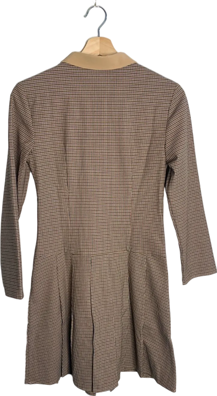 & Other Stories Beige Checked Collar Dress EU 34 UK 6