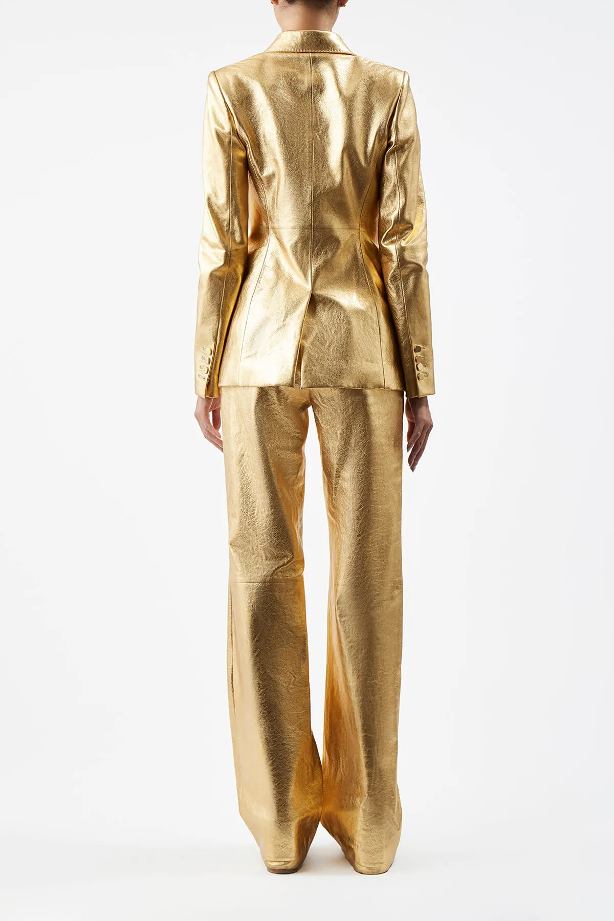 Angela Blazer in Gold Metallic Nappa Leather