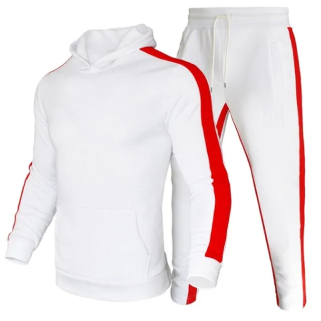 Autumn Winter Jogging Suits for Men Striped Hoodie Pants Casual Tracksuit Male Sportswear Gym Casual Clothing Sweat Suit