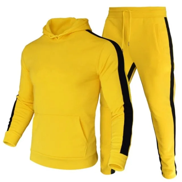 Autumn Winter Jogging Suits for Men Striped Hoodie Pants Casual Tracksuit Male Sportswear Gym Casual Clothing Sweat Suit