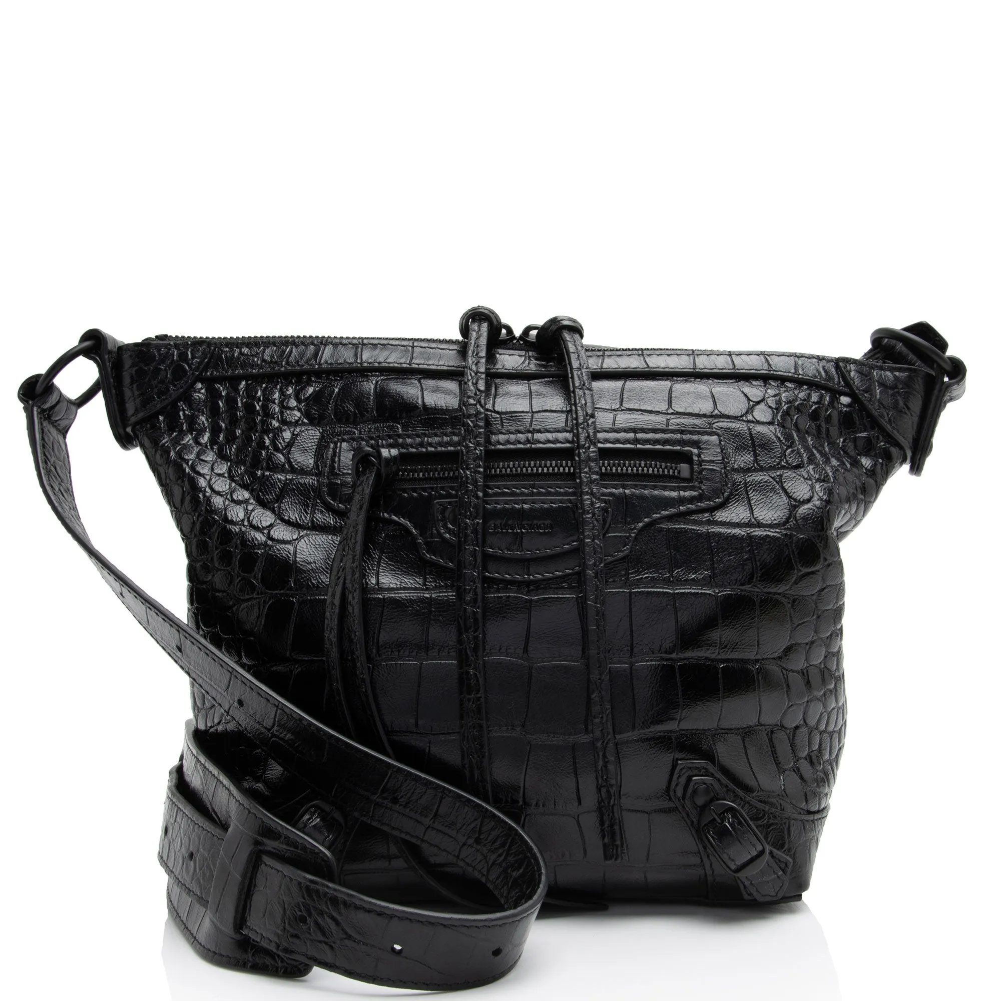 Balenciaga Croc Embossed Calfskin Neo Classic XS Hobo (SHF-eCbmjO)