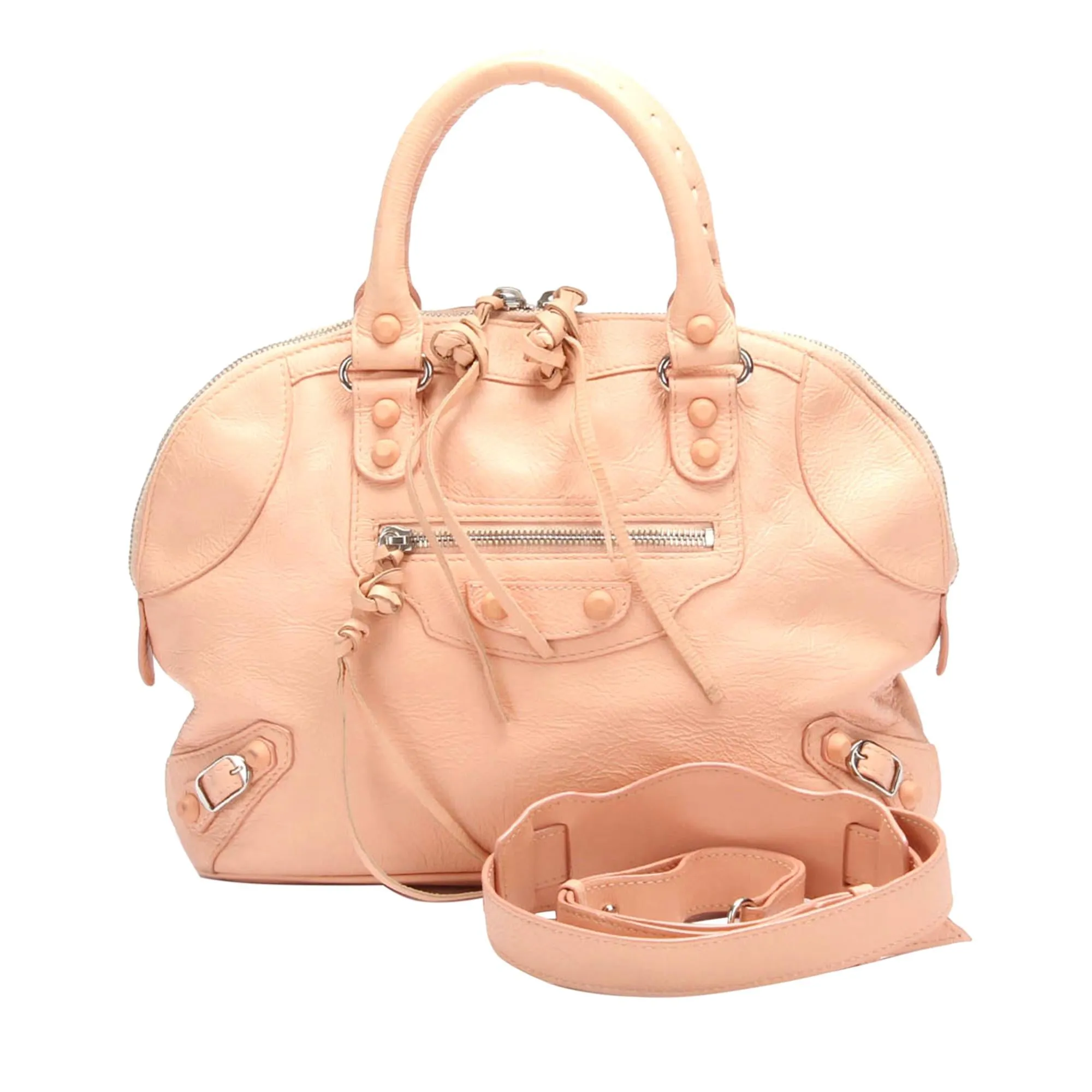 Balenciaga Motocross Classic Bowling Satchel (SHG-1o8sNW)