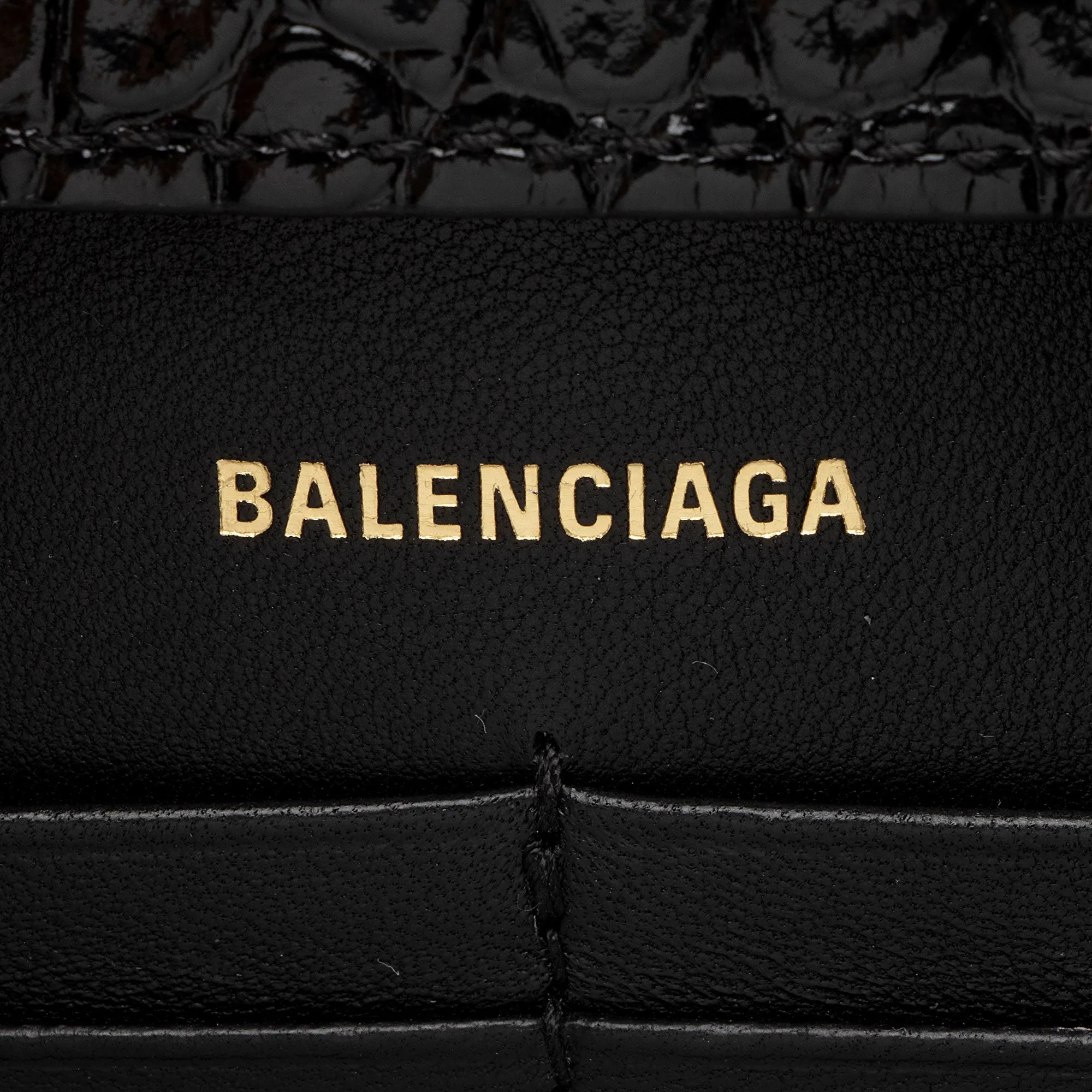 Balenciaga Shiny Croc Embossed Calfskin Hourglass Chain Bag