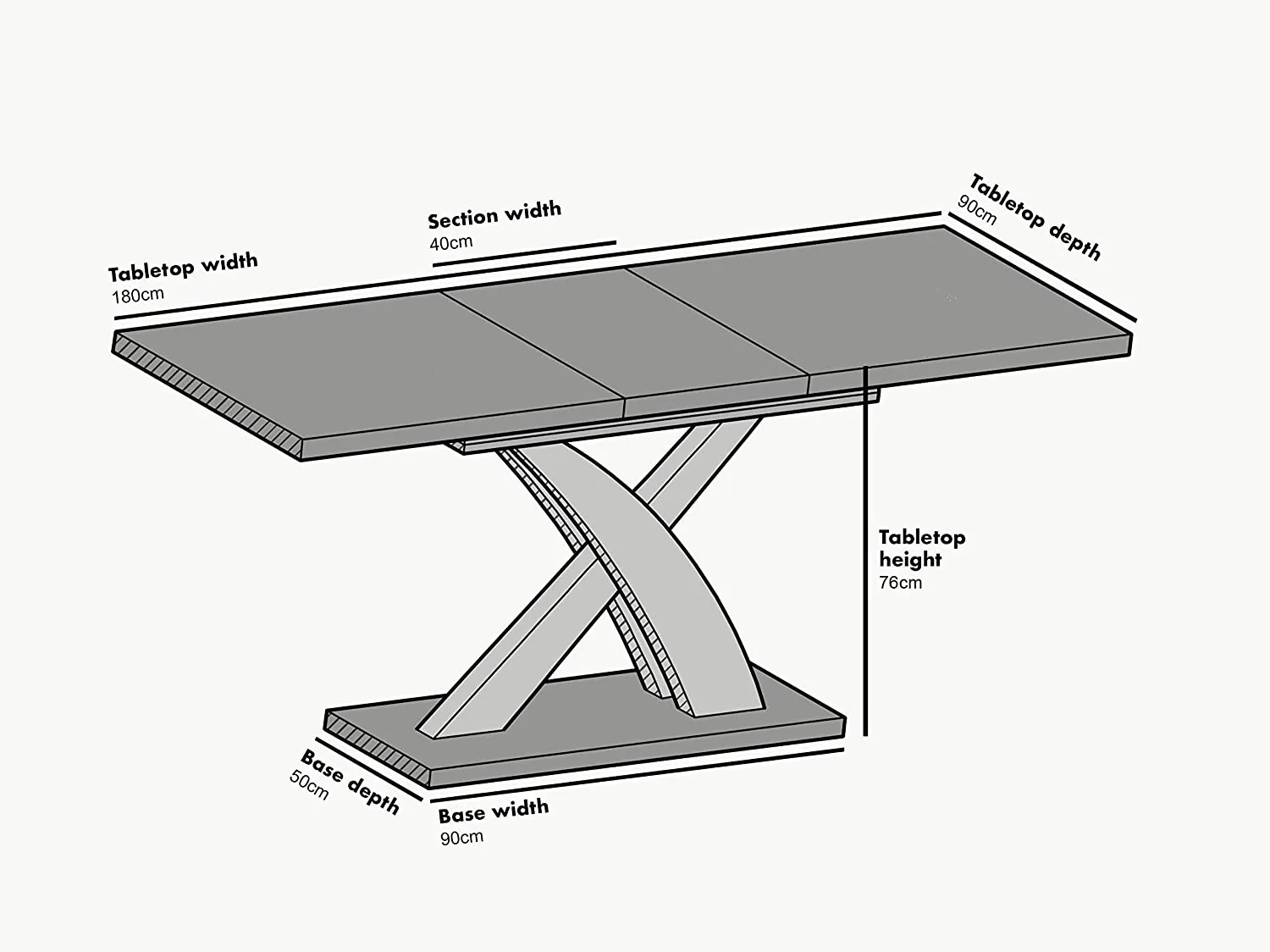 BASEL High Gloss White Extendable Dining Table 6 to 8-Seater with Stainless Steel Base