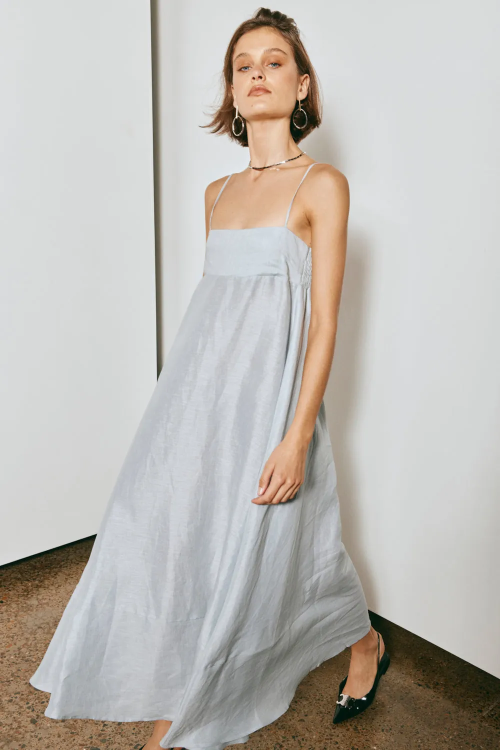 Behati Linen Maxi Dress Sky