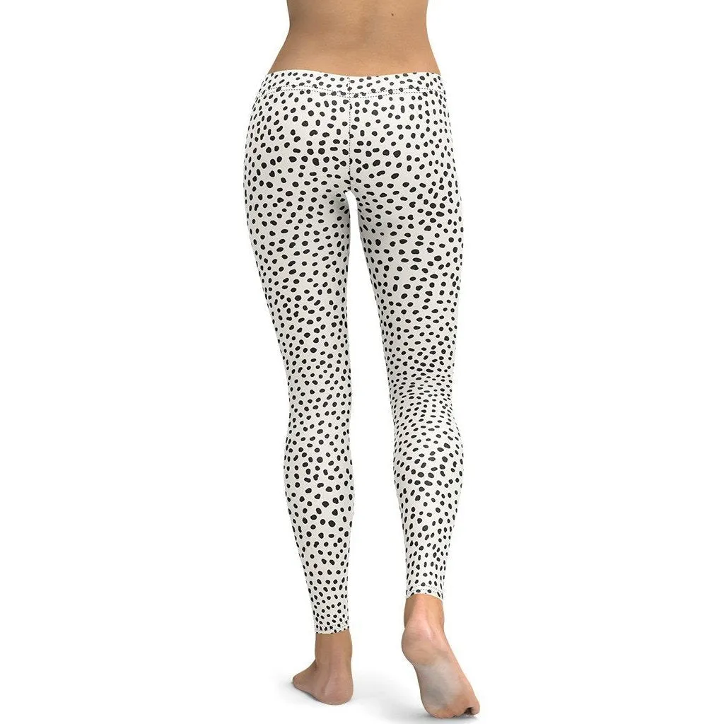 Beige Polka Dot Pattern Leggings