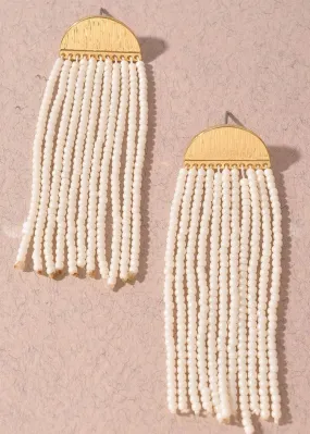 Bergamo Beaded Fringe Earrings-Ivory