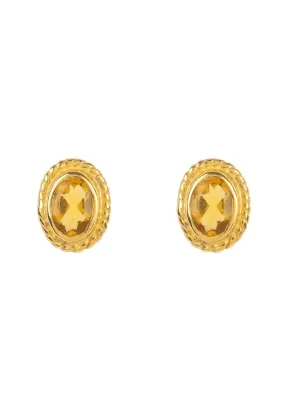 Birthstone Gold Gemstone Stud Earring November Citrine