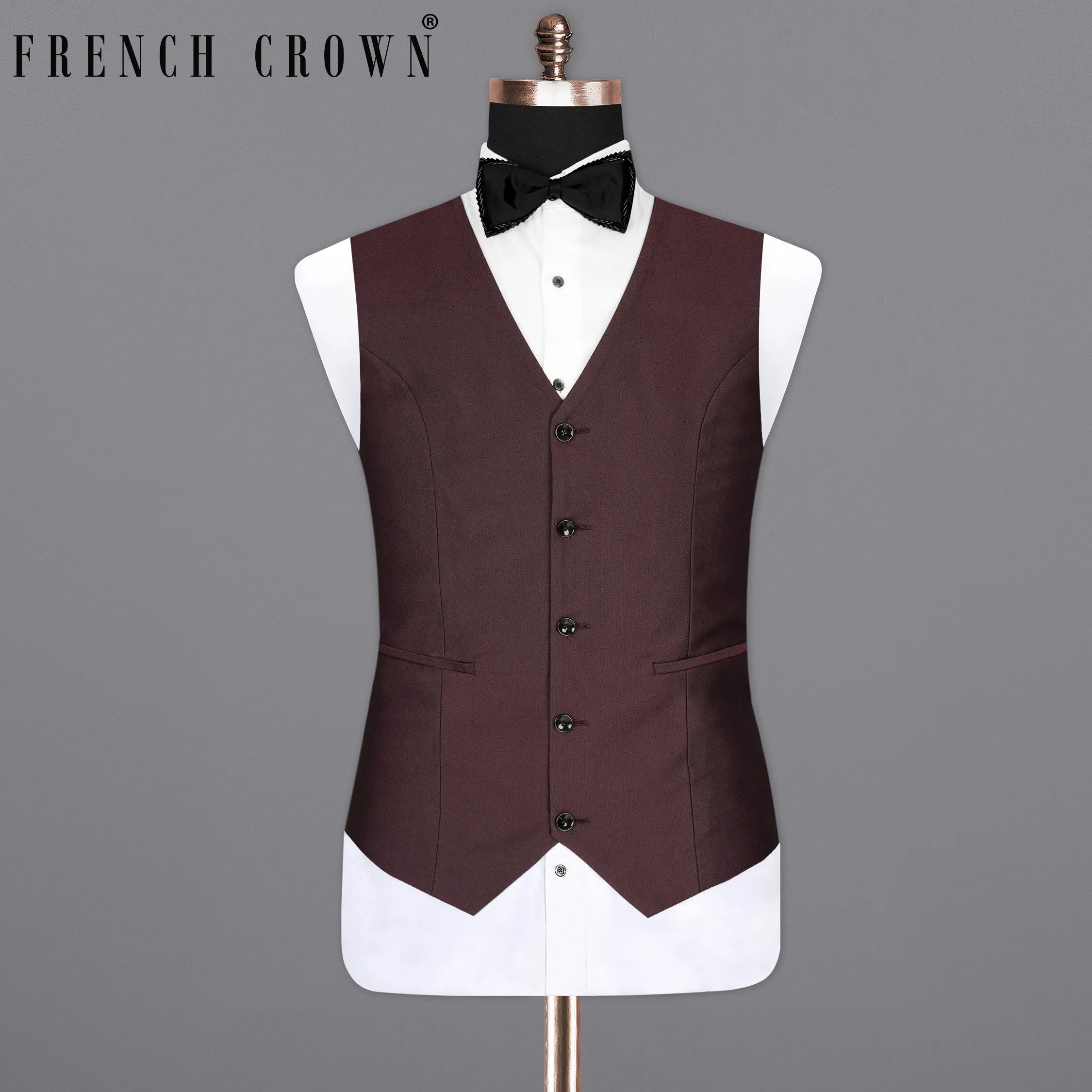 Bistre Wine Solid Waistcoat