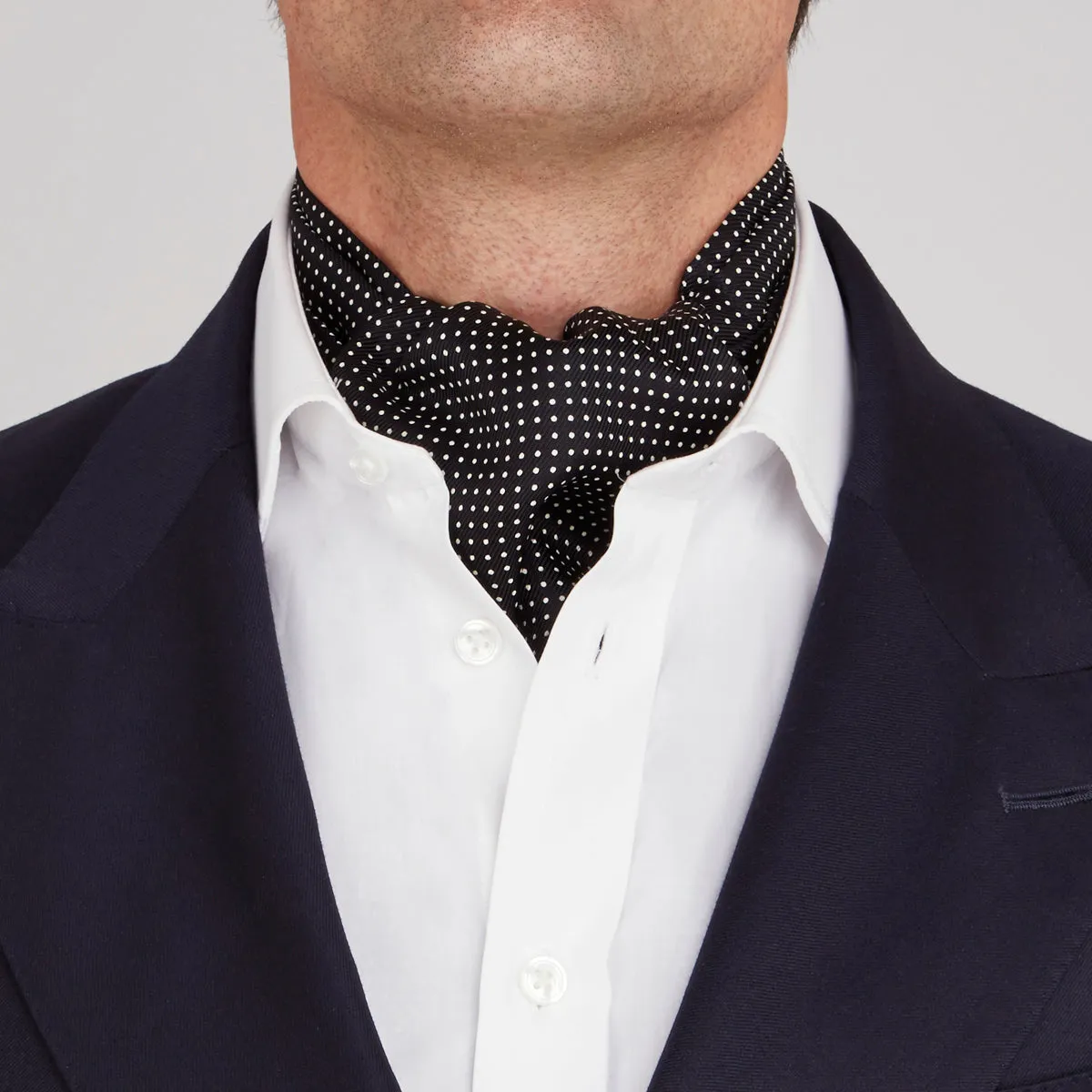 Black and White Mini Spot Silk Ascot Tie