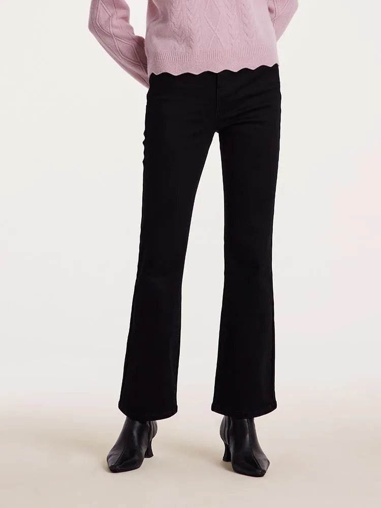 Black Ankle Length Flared Jeans