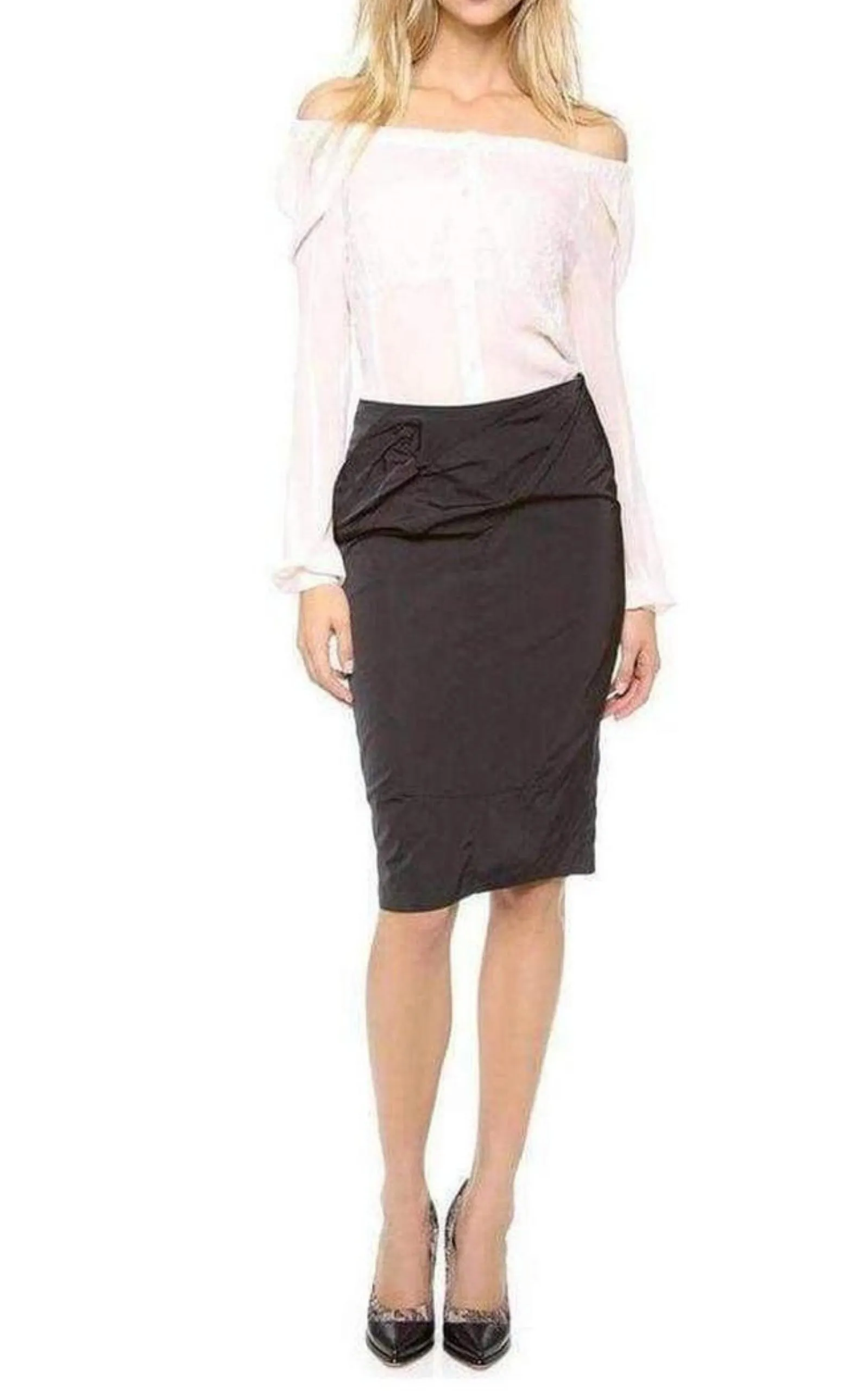 Black Lace Lined Pencil Skirt