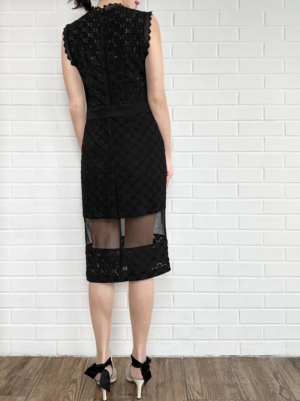 Black Lace Sultry Slim Fit Knee-Length Dress